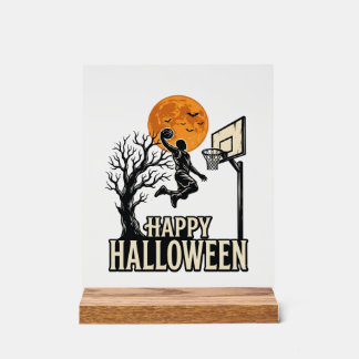 Panneau En Acrylique Basket-ball Halloween Joyeux Halloween Sport Vinta