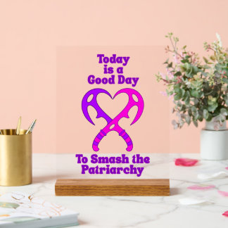 Panneau En Acrylique Bat’leth Heart - Smash the Patriarchy