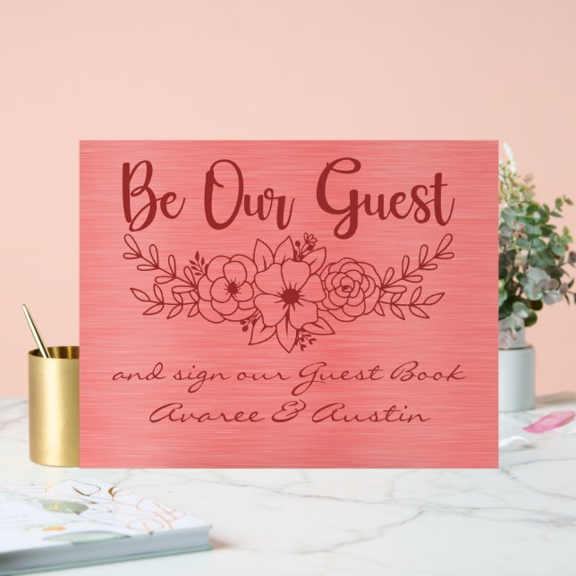 Panneau En Acrylique Be Our Guest and Sign Our Guestbook Red Wedding (Mariage)