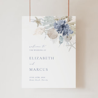 Panneau En Acrylique Beach Blue Acrylic Wedding Welcome Sign