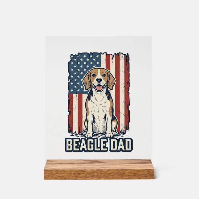Panneau En Acrylique Beagle Dad Patriotic Vintage Engraving Dog Design_ (Recto)