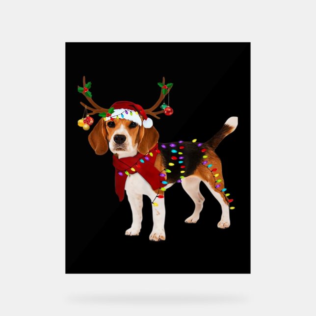 Panneau En Acrylique beagle dog christmas Classic T-Shirt (Recto)