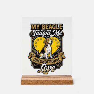 Panneau En Acrylique Beagle m'a appris l'amour inconditionnel Chien Cœu