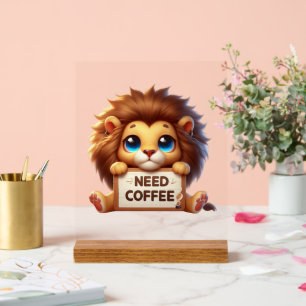 Panneau En Acrylique Beau bureau besoin de café lion