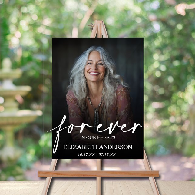 Panneau En Acrylique Beautiful Forever in our Hearts Photo Memorial (Beautiful Forever in our Hearts photo memorial acrylic sign, choose your size)