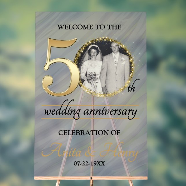 Panneau En Acrylique Beautiful Frosted 50th Wedding Anniversary (Neutre)