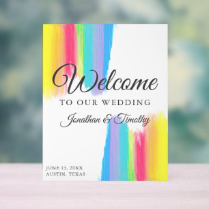 Panneau En Acrylique Beautiful Rainbow Custom Bienvenue à notre Mariage
