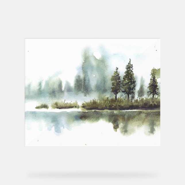 Panneau En Acrylique Beaux pins dans le lac (Recto)