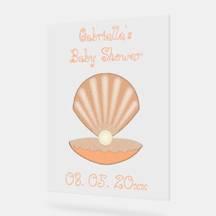 Panneau En Acrylique Bébé Coquille d'huître et Perle Fête prénatale Mix