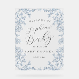 Panneau En Acrylique Bébé en fleurs Signe de bienvenue clair pour Baby