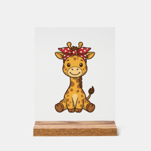 Panneau En Acrylique Bébé girafe mignon avec noeud papillon design vect