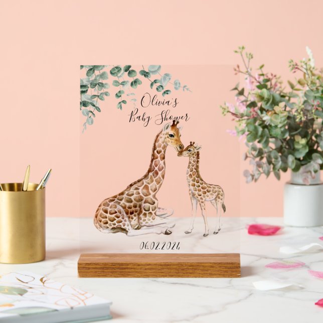 PANNEAU EN ACRYLIQUE BÉBÉ GIRAFFE MOMY BABY SHOWER GIRAFFE (Mariage)