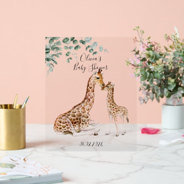 PANNEAU EN ACRYLIQUE BÉBÉ GIRAFFE MOMY BABY SHOWER GIRAFFE (Mariage)