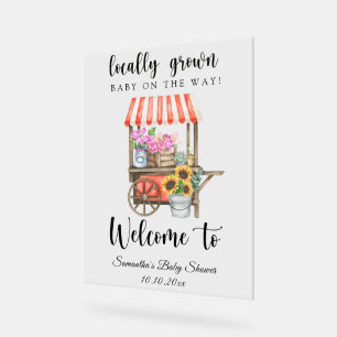 Panneau En Acrylique Bébé né localement - Bienvenue à la baby shower