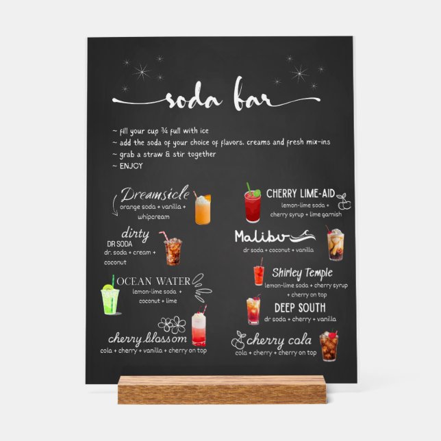 Panneau En Acrylique Bébé Soda prêt à POP Soda Bar (Recto)