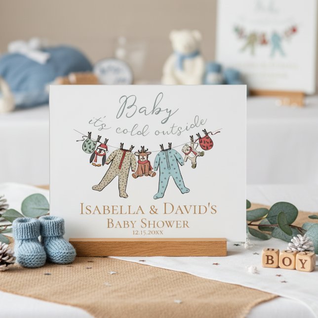 Panneau En Acrylique Bébé son Baby shower froid à l'extérieur de l'hive (Baby It's Cold Outside White Gender Neutral Winter Baby Shower Sign. Cute Winter Wonderland Pajamas)