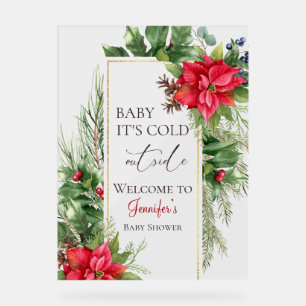 Panneau En Acrylique Bébé son froid dehors Baby shower d'hiver Accueil