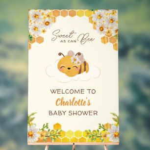 Panneau En Acrylique Bee Baby shower Floral Honeypeb Bienvenue