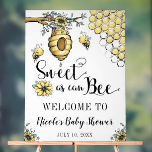 Panneau En Acrylique Beehive Florale Miel Sweet Bee Baby shower Bienven