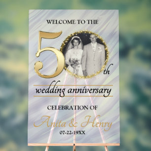 Panneau En Acrylique Belle 50e anniversaire de mariage givré
