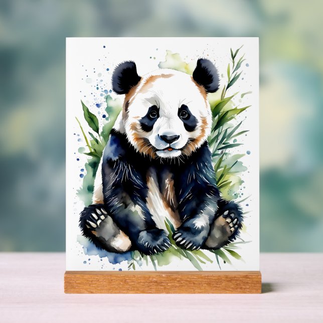Panneau En Acrylique Belle aquarelle Panda Bear (Neutre)