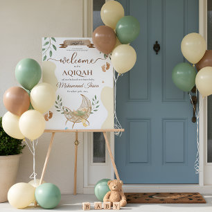 Panneau En Acrylique Berceau Unisex Musulman Baby Aqiqah Party