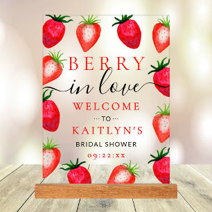 Panneau En Acrylique Berry In Love Fête des mariées fraise Bienvenue