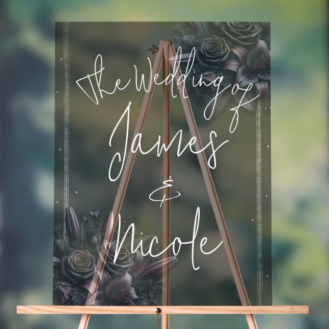 Panneau En Acrylique Berry Purple & Black Lily Rose Mariage Floral (Neutre)