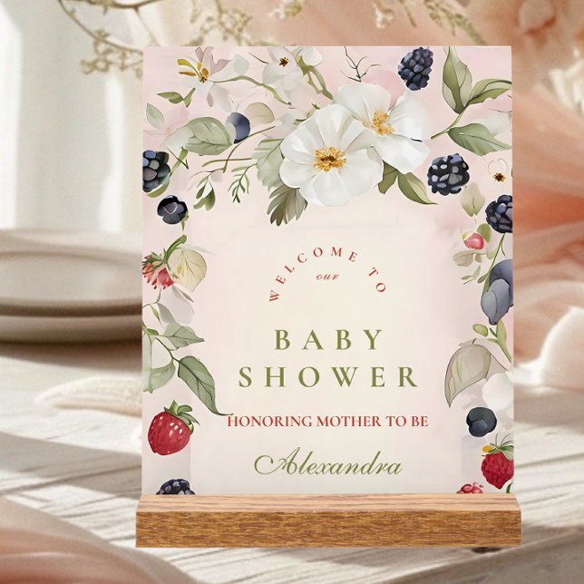 Panneau En Acrylique Berry Sweet Baby shower (Créateur téléchargé)