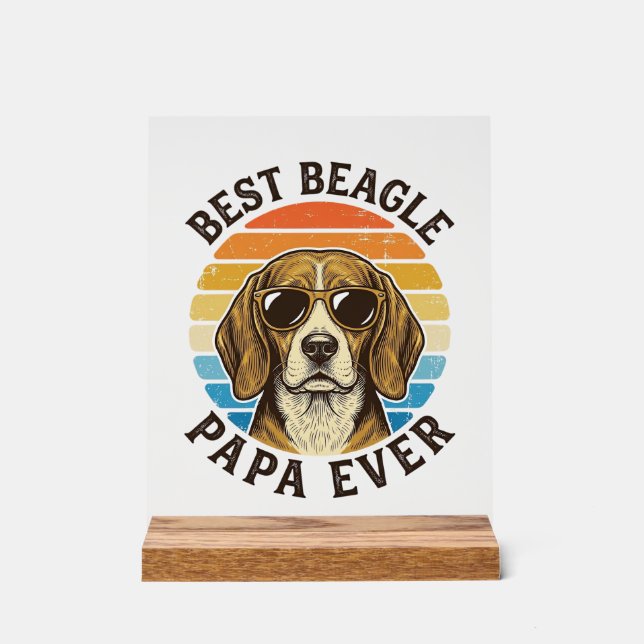 Panneau En Acrylique Best Beagle Papa Ever Vintage Dog Dad Shirt Design (Recto)