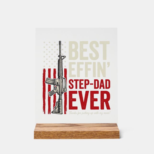 Panneau En Acrylique Best Effin Step-Dad Ever Patriotic Vintage Vector_ (Recto)