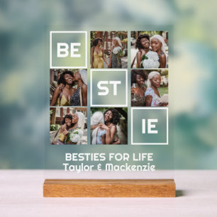 Panneau En Acrylique Bestie Best Friends 6 Photos et Texte Personnalisé