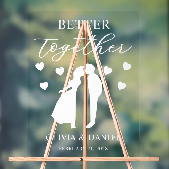 Panneau En Acrylique Better Together Custom Wedding Welcome (Neutre)
