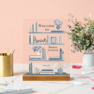 Panneau En Acrylique Bibliothèque poussiéreuse bleue fantaisiste Bienve
