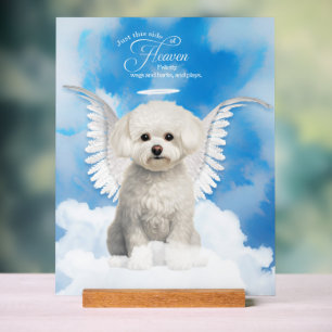Panneau En Acrylique Bichon Frise Chien Angel avec nom Pet Memorial