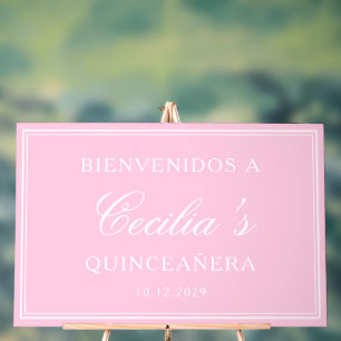 Panneau En Acrylique Bienvenidos a la Quinceañera Pink Welcome Annivers