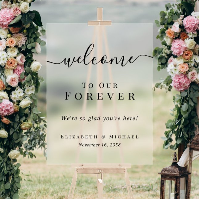 Panneau En Acrylique Bienvenue à Forever Wedding Frosted (Welcome To Forever Wedding Frosted Acrylic Sign)