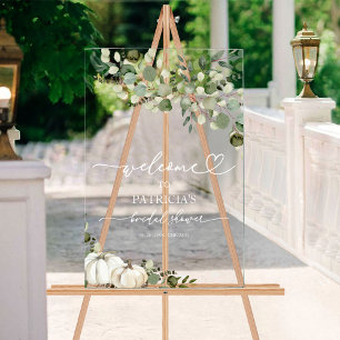 Panneau En Acrylique Bienvenue à la Baby Shower Automne Verdure
