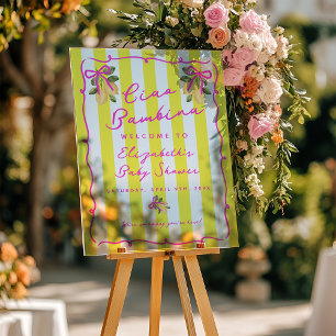 Panneau En Acrylique Bienvenue à la Baby Shower Ciao Bambina Citron Jau