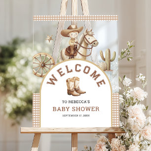 Panneau En Acrylique Bienvenue à la Baby Shower de Little Cowboy Wild W