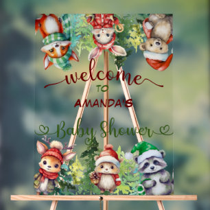 Panneau En Acrylique Bienvenue à la Baby Shower de Noël Santa Baby