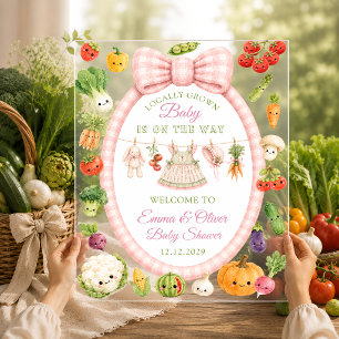 Panneau En Acrylique Bienvenue à la Baby Shower du Marché de Producteur