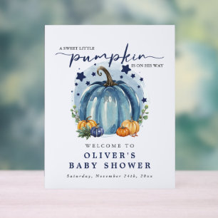 Panneau En Acrylique Bienvenue à la Baby Shower Garçon Citrouille Aquar