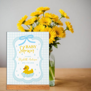 Panneau En Acrylique Bienvenue à la baby shower Gingham Garçon aux gout