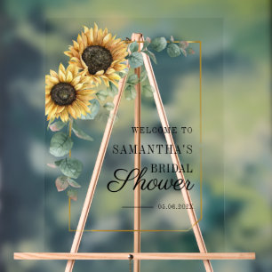 Panneau En Acrylique Bienvenue à la Baby Shower Mariage Sunflower Eucal