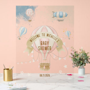 Panneau En Acrylique Bienvenue à la Baby Shower Montgolfière