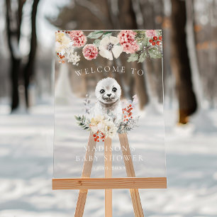 Panneau En Acrylique Bienvenue à la Baby Shower Sceau Arctique Aquarell