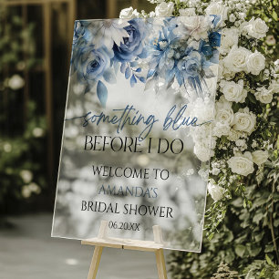 Panneau En Acrylique Bienvenue à la Baby Shower Something Blue