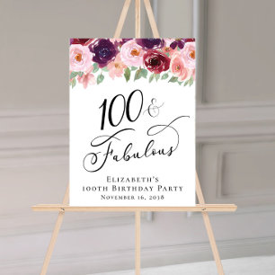 Panneau En Acrylique Bienvenue à la fête d'anniversaire des 100 ans Élé