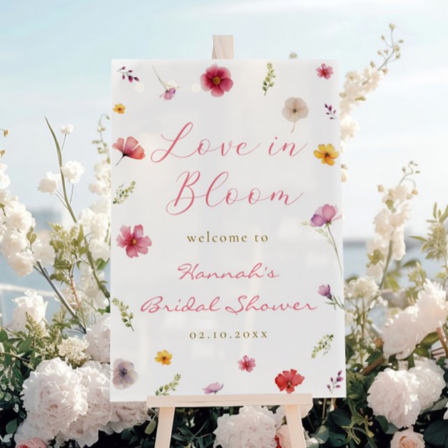Panneau En Acrylique Bienvenue à la fête de mariage Love in Bloom (Créateur téléchargé)